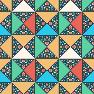 Seamless pattern patchwork style with handdrawn elements Illustrazione stock