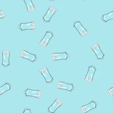 Seamless pattern patient iv drip bag cartoon vector 스톡 일러스트