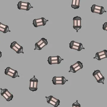 Seamless pattern patio exterior lamp cartoon vector Stock Illustration