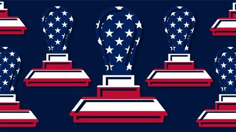 Seamless pattern of patriotic American rubber stamps with stars and stripes.. Illustrazione stock