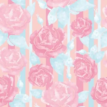 Seamless pattern pattern with roses geometric line style purple flowers with  Stock Photos