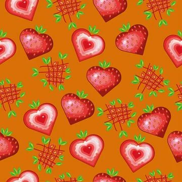 Seamless pattern with a pattern of strawberries. Illustrazione stock