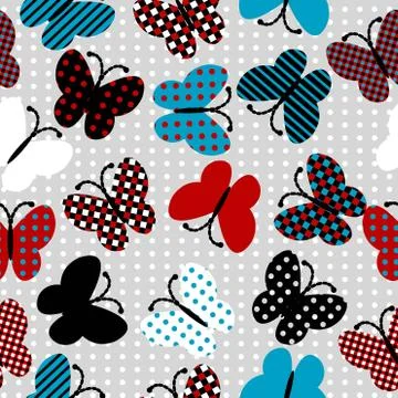 Seamless pattern with patterned butterflies Stock Illustration