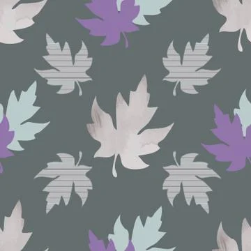 Seamless pattern with patterned leaves. Complex illustration print in aqua, p Illustrazione stock