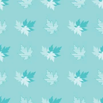 Seamless pattern with patterned leaves. Complex illustration print in aqua an Stock Illustration