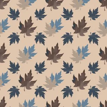 Seamless pattern with patterned leaves. Complex illustration print in grey, b Stock Illustration