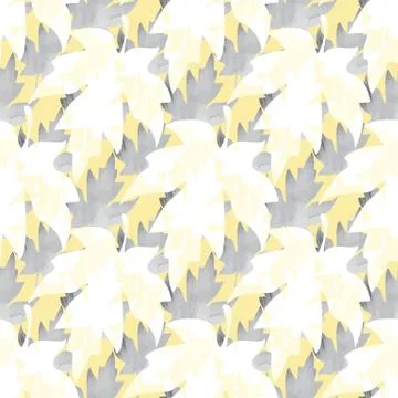Seamless pattern with patterned leaves. Complex illustration print in grey, b Stock Illustration
