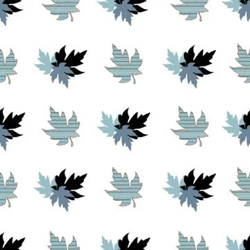 Seamless pattern with patterned leaves. Complex illustration print in aqua Stock Illustration