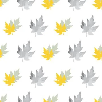 Seamless pattern with patterned leaves. Complex illustration print in grey Stock Illustration