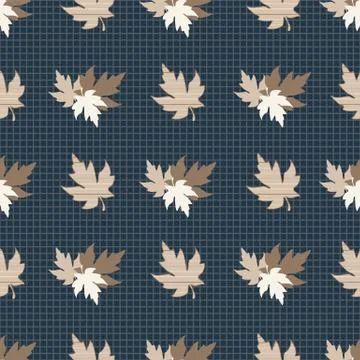 Seamless pattern with patterned leaves. Complex illustration print in tan, black Stock Illustration