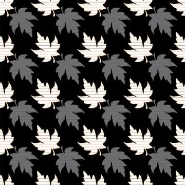 Seamless pattern with patterned leaves. Complex illustration print in grey Stock Illustration