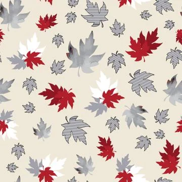 Seamless pattern with patterned leaves. Complex illustration print in grey Stock Illustration