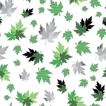 Seamless pattern with patterned leaves. Complex illustration print in grey Stock Illustration