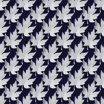 Seamless pattern with patterned leaves. Complex illustration print in grey, b Stock Illustration