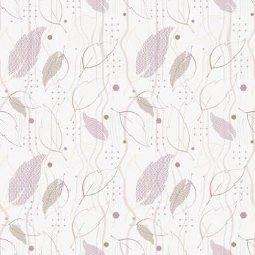 Seamless pattern with patterned leaves. Complex illustration print. Illustrazione stock