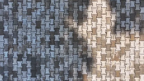 Seamless pattern pavement made of interlocking textured bricks Stock Footage 303151815