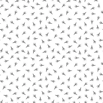 Seamless pattern. Paw footprints of crow, raven, magpie, sparrow, dove, bird Stock Illustration