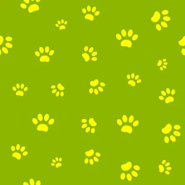 Seamless pattern paws animal on green vector image Stock Illustration