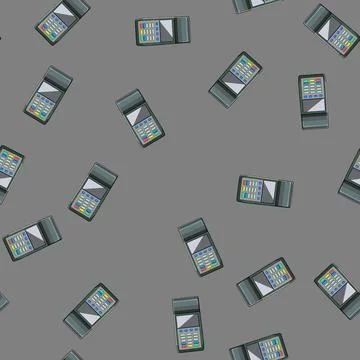 Seamless pattern pay pos terminal cartoon vector Stock Illustration