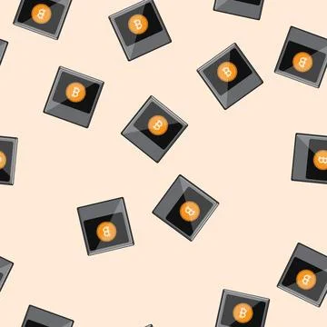 Seamless pattern payment crypto wallet cartoon vector Stock Illustration