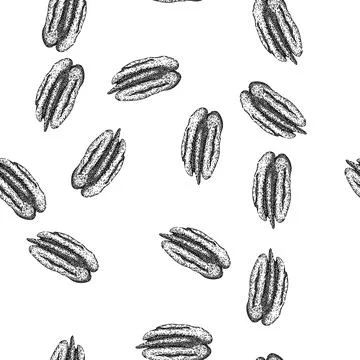 Seamless pattern pea pecan nut sketch hand drawn Stock Illustration