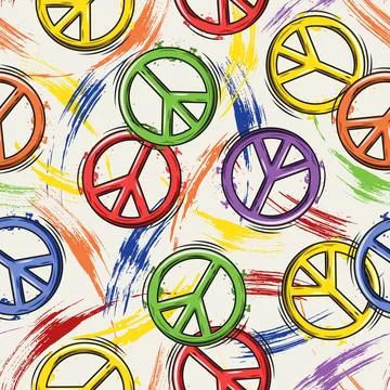Seamless pattern with peace sign, smudge paint Illustrazione stock