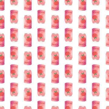 Seamless pattern with peach flavor Cute delicious drink.Japanese Kawaii style 스톡 일러스트