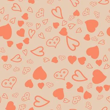Seamless pattern, peach heart vector illustration for textiles Stock Illustration