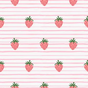 Seamless pattern with peach pink strawberries Stock Illustration