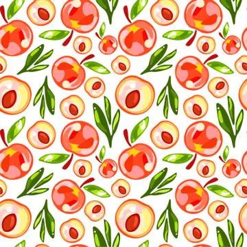 Seamless pattern of peaches Stock Illustration