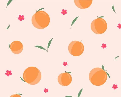 Seamless pattern with peaches, leaves Stock Illustration