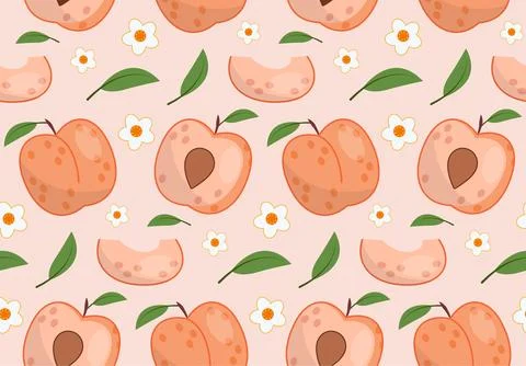 Seamless pattern with peaches. Repeating design element for printing on fabric Stock-Illustration