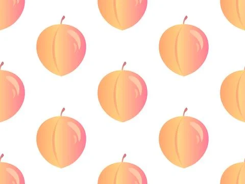 Seamless pattern with peaches on a white background. Gradient peaches in 3d.. 스톡 일러스트