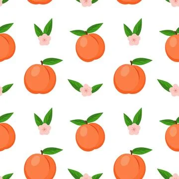 Seamless pattern with peaches on white background Stock Illustration