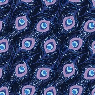 Seamless pattern of peacock feathers Stock Illustration