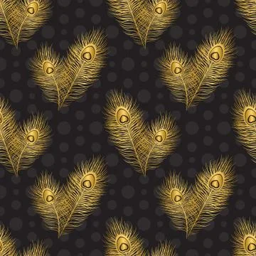 Seamless pattern with peacock feathers Stock Illustration