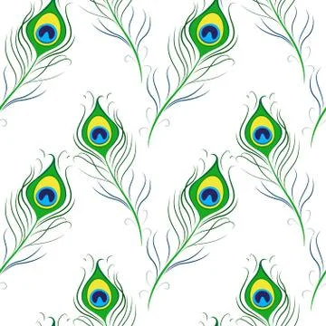 Seamless pattern with peacock feathers Stock Illustration
