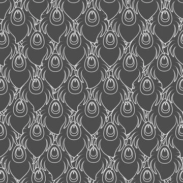 Seamless pattern of peacock feathers Stock Illustration