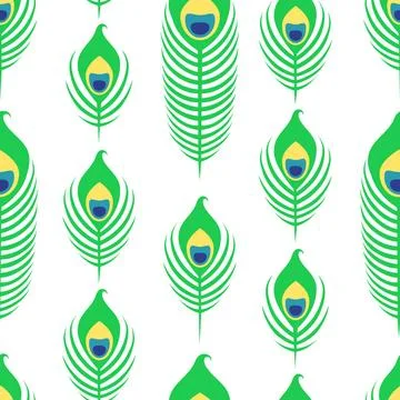 Seamless pattern with peacock feathers on white background Seamless patter... 스톡 사진