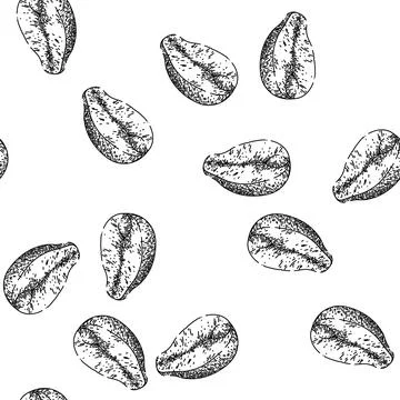 Seamless pattern peanut nut food raw sketch hand drawn Stock Illustration