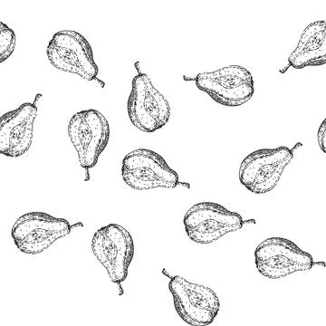 Seamless pattern pear cut sketch hand drawn Stockillustratie