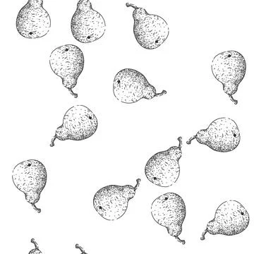 Seamless pattern pear food sketch hand drawn Stock Illustration