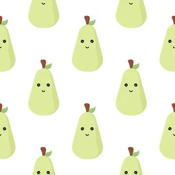 Seamless pattern of pear fruit characters Stock Illustration