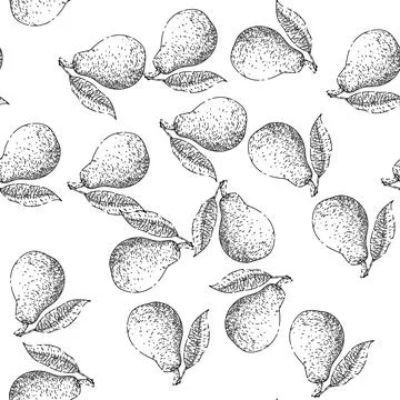 Seamless pattern pear green sketch hand drawn Stock Illustration