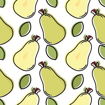 Seamless pattern of pear hand drawn illustration Stock Illustration