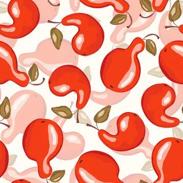 Seamless pattern with pear on white background. Natural delicious fresh ripe Stock Illustration