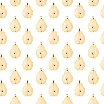 Seamless pattern with pear on white background. Fruit background. Stock Illustration