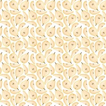 Seamless pattern with pear on white background. Fruit background. Stock Illustration