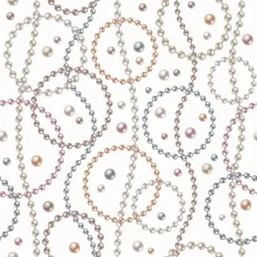 Seamless pattern with pearl beads Stock Illustration