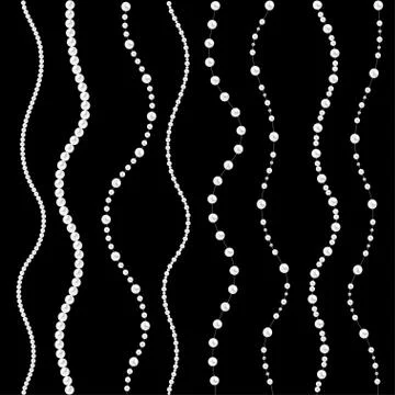 Seamless pattern of pearl strings on black background. Stock Illustration